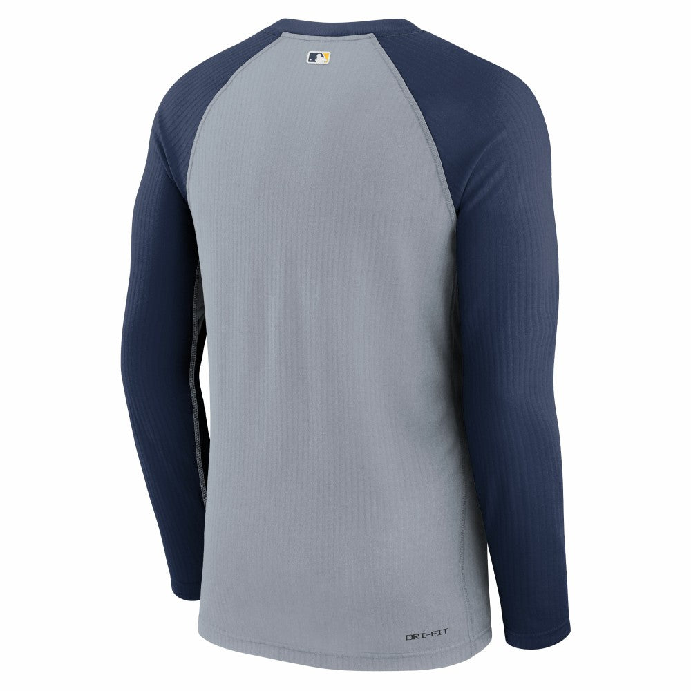 Milwaukee Brewers Nike Authentic Collection Game Raglan Performance Long Sleeve T-Shirt - Gray - Nike on Sale