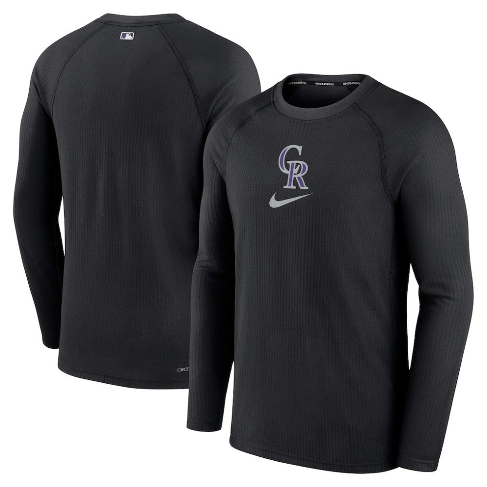 Colorado Rockies Nike Authentic Collection Game Raglan Performance Long Sleeve T-Shirt - Black - Nike Sale