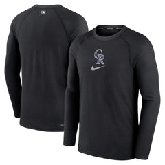 Colorado Rockies Nike Authentic Collection Game Raglan Performance Long Sleeve T-Shirt - Black - Nike Sale