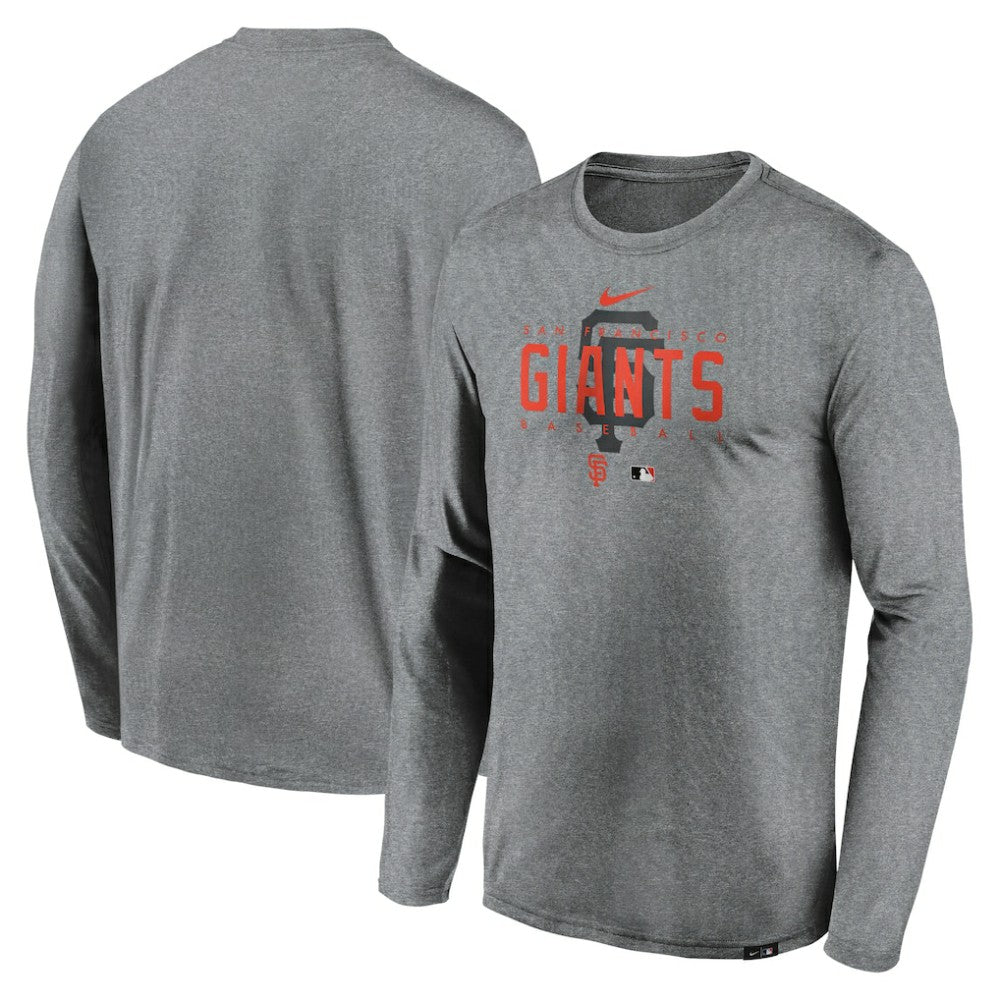 San Francisco Giants Nike Authentic Collection Team Logo Legend Performance Long Sleeve T-Shirt - Heather Gray - Nike Online
