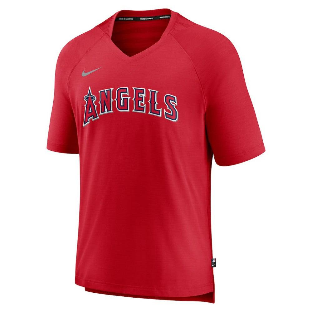 Los Angeles Angels Nike Authentic Collection Pregame Raglan Performance V-Neck T-Shirt - Red - Nike on Sale