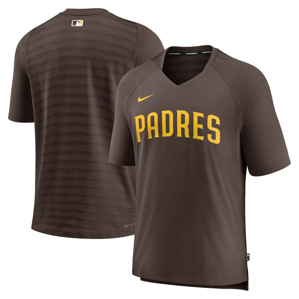 San Diego Padres Nike Authentic Collection Pregame Raglan Performance V-Neck T-Shirt - Brown - Nike Sale