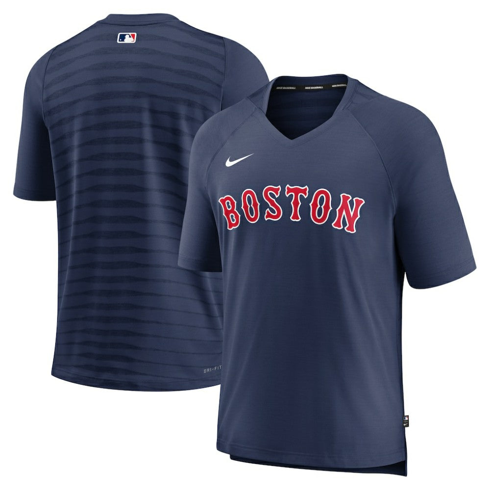 Boston Red Sox Nike Authentic Collection Pregame Raglan Performance V-Neck T-Shirt - Navy - Nike Online