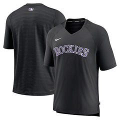 Colorado Rockies Nike Authentic Collection Pregame Raglan Performance V-Neck T-Shirt - Black - Nike Sale