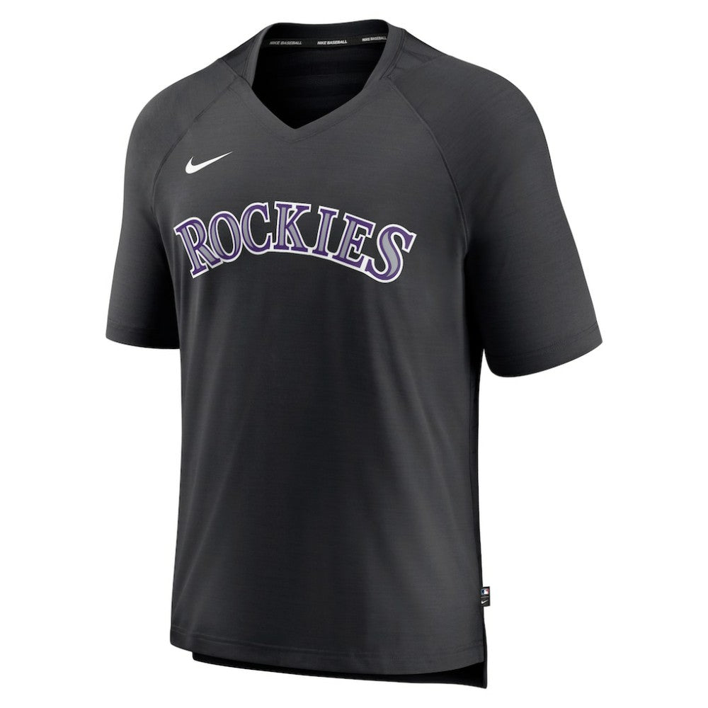 Colorado Rockies Nike Authentic Collection Pregame Raglan Performance V-Neck T-Shirt - Black - Nike Sale