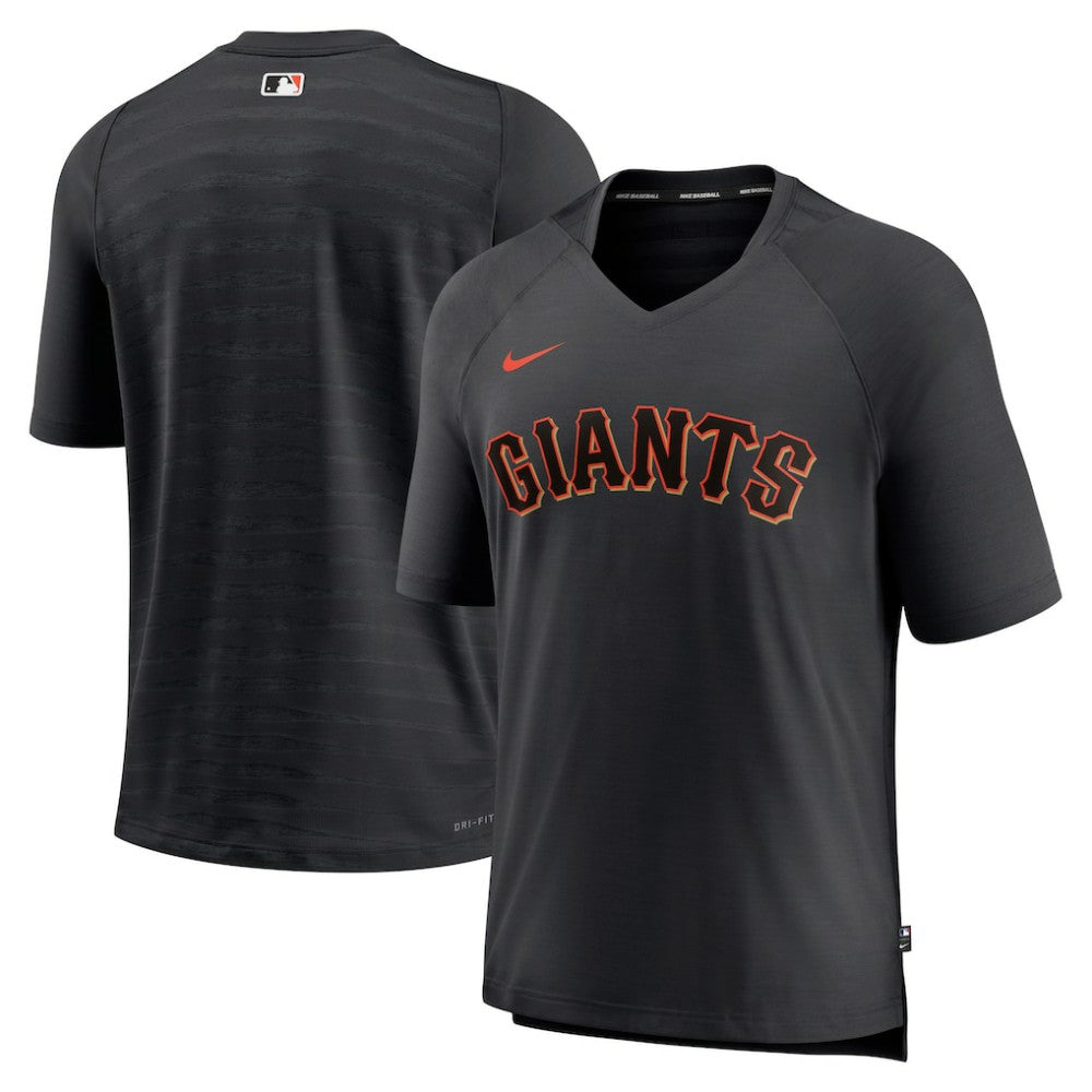 San Francisco Giants Nike Authentic Collection Pregame Raglan Performance V-Neck T-Shirt - Black - Nike Online