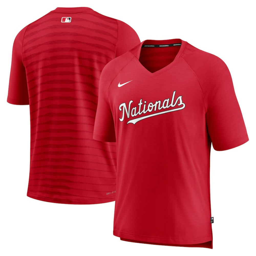 Washington Nationals Nike Authentic Collection Pregame Raglan Performance V-Neck T-Shirt - Red - Nike Lifestyle