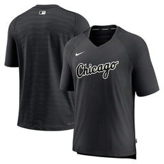 Chicago White Sox Nike Authentic Collection Pregame Raglan Performance V-Neck T-Shirt - Black - Nike Lifestyle