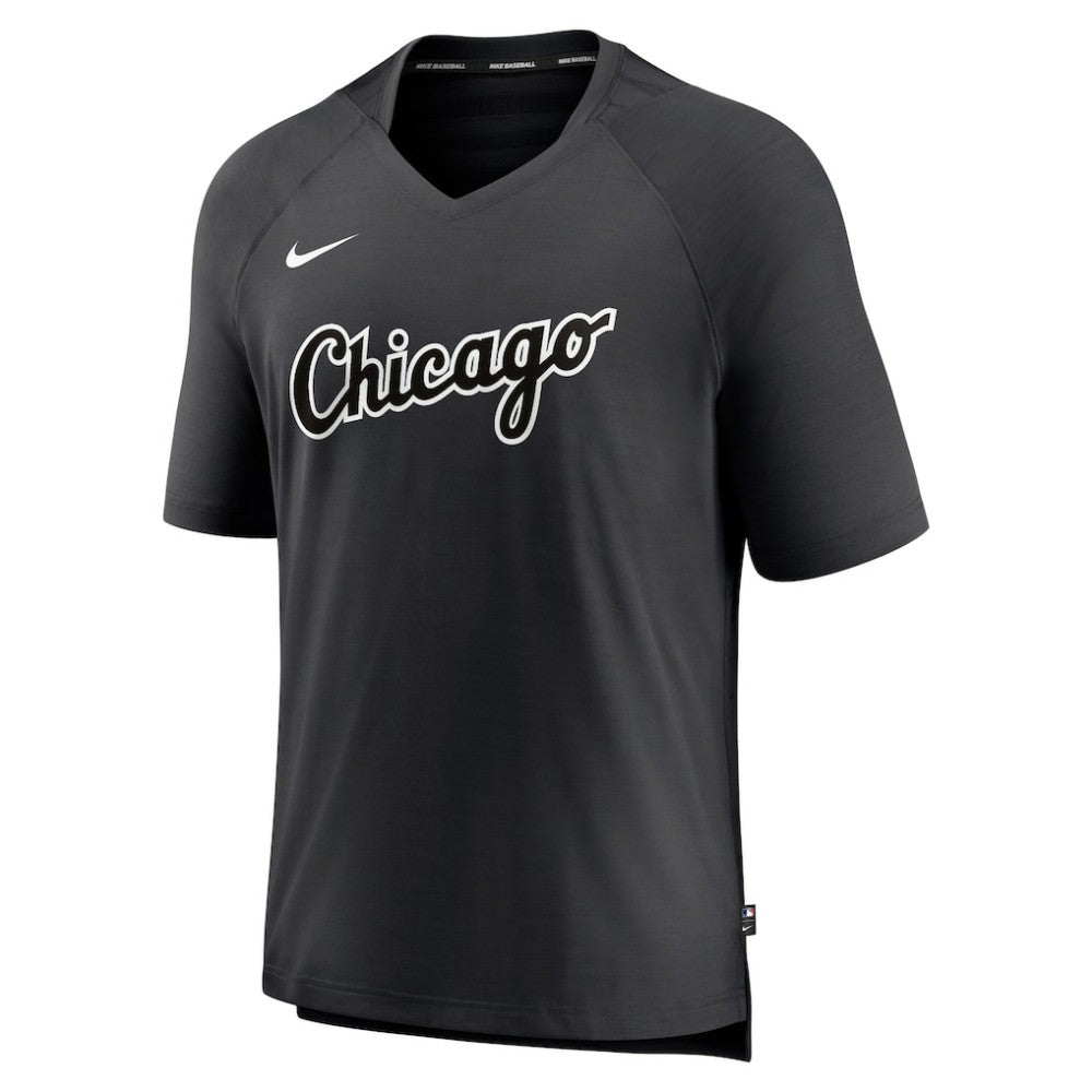 Chicago White Sox Nike Authentic Collection Pregame Raglan Performance V-Neck T-Shirt - Black - Nike Lifestyle