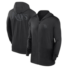 Tampa Bay Rays Nike Authentic Collection Travel Performance Lightweight Full-Zip Hoodie - Black - Nike Lifestyle