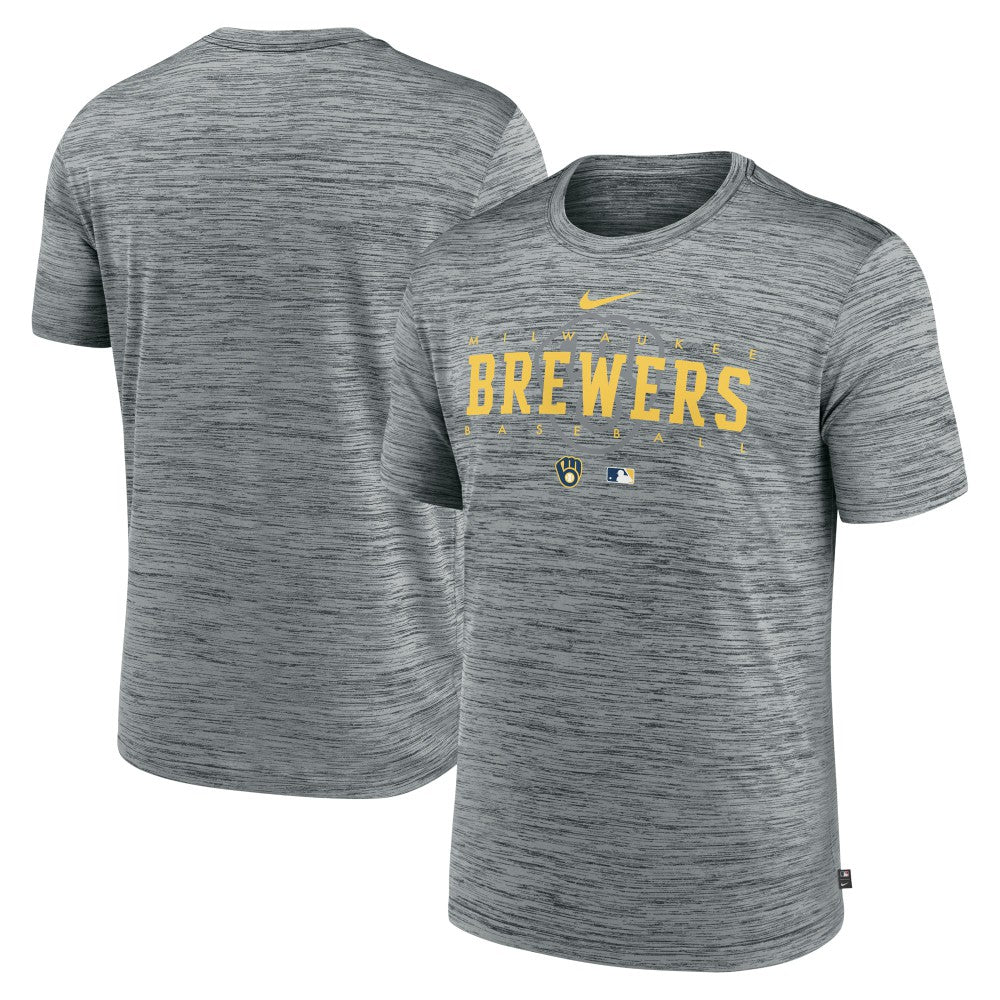 Milwaukee Brewers Nike Authentic Collection Velocity Performance Practice T-Shirt - Heather Gray - Nike on Sale