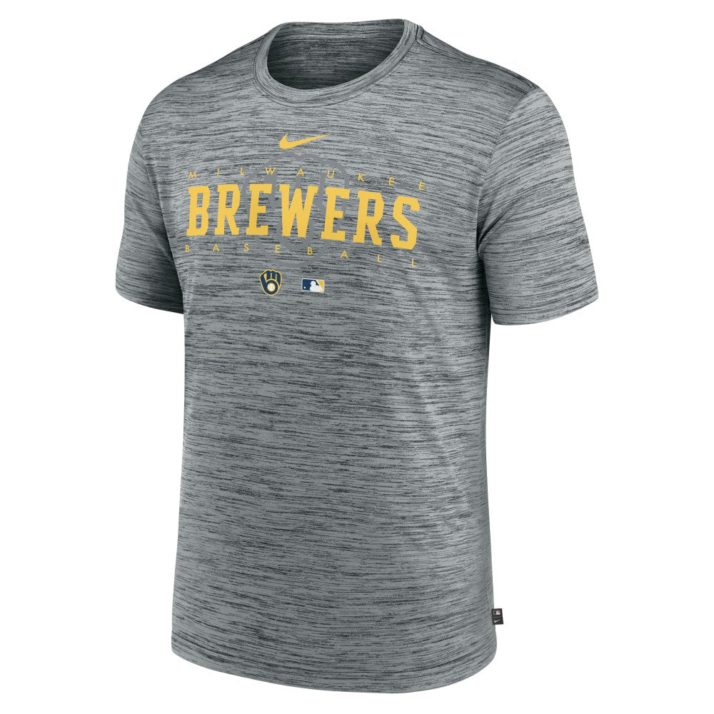 Milwaukee Brewers Nike Authentic Collection Velocity Performance Practice T-Shirt - Heather Gray - Nike on Sale