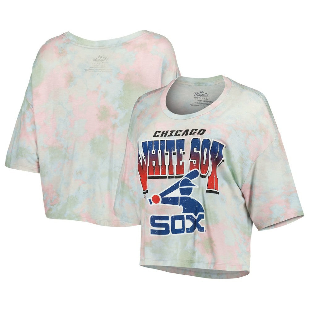 Chicago White Sox Majestic Threads Women's Cooperstown Collection Tie-Dye Boxy Cropped Tri-Blend T-Shirt - MLB on Sale