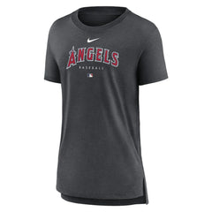 Los Angeles Angels Nike Women's Authentic Collection Early Work Tri-Blend T-Shirt - Heather Charcoal - Nike Lifestyle