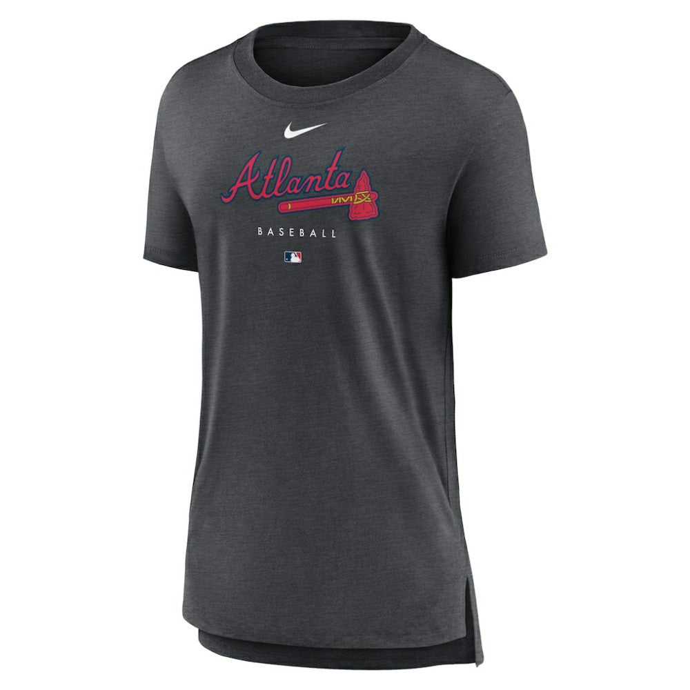 Atlanta Braves Nike Women's Authentic Collection Early Work Tri-Blend T-Shirt - Heather Charcoal - Nike on Sale
