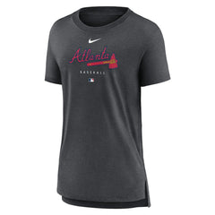 Atlanta Braves Nike Women's Authentic Collection Early Work Tri-Blend T-Shirt - Heather Charcoal - Nike on Sale