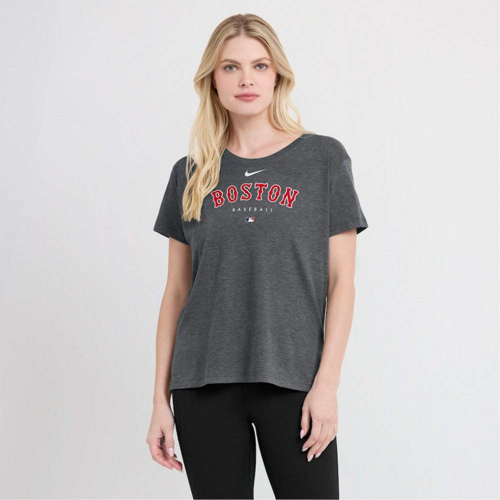 Boston Red Sox Nike Women's Authentic Collection Early Work Tri-Blend T-Shirt - Heather Charcoal - Nike on Sale