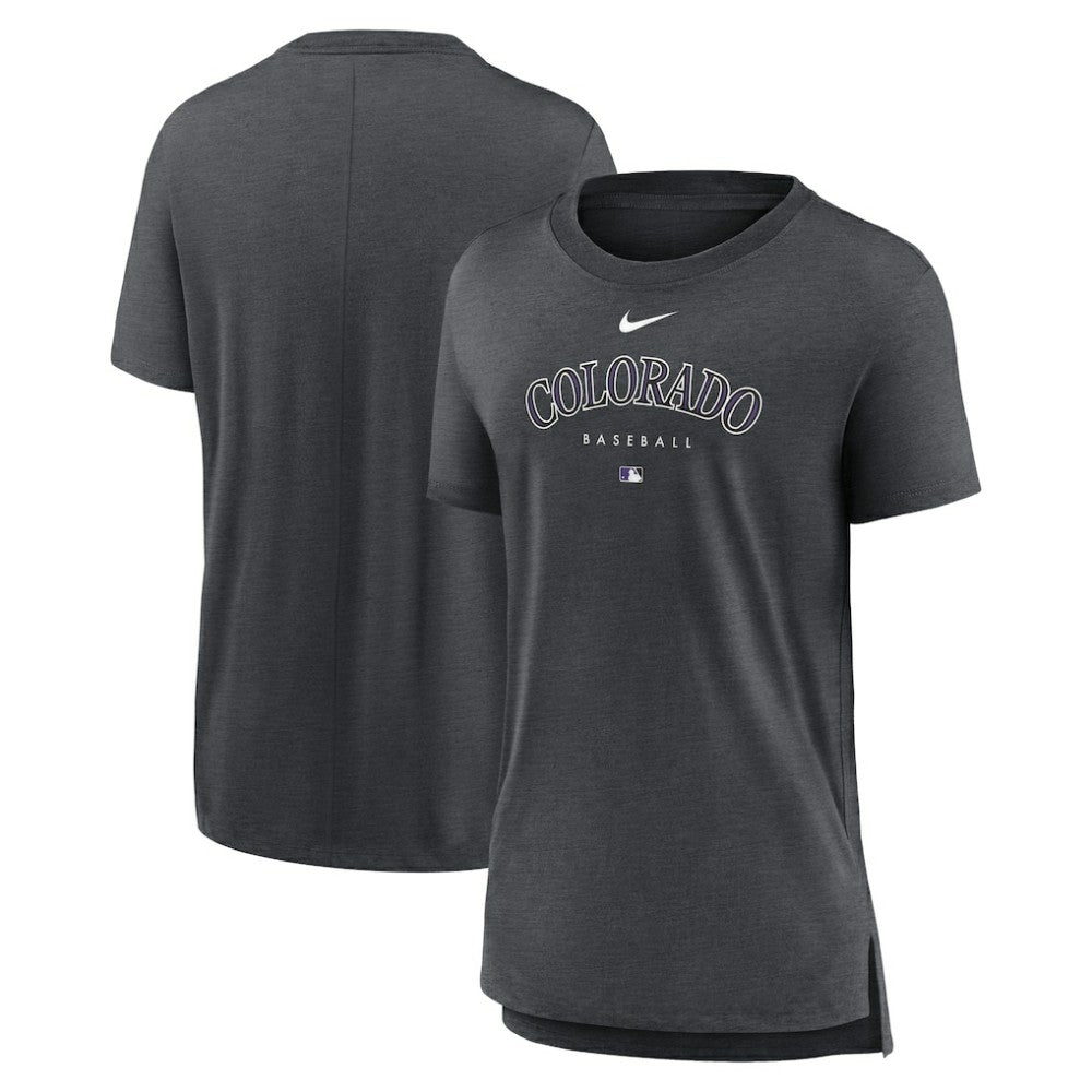 Colorado Rockies Nike Women's Authentic Collection Early Work Tri-Blend T-Shirt - Heather Charcoal - Nike Online