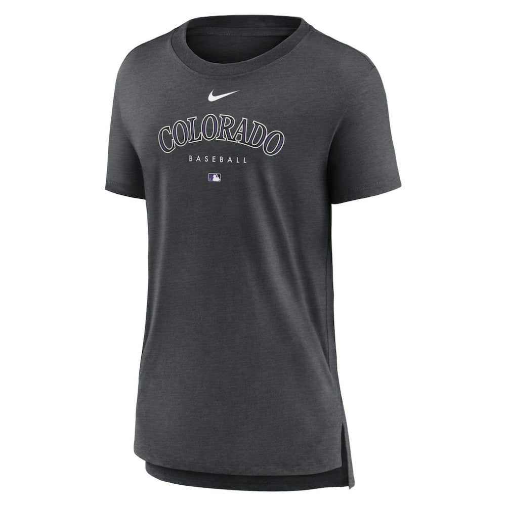 Colorado Rockies Nike Women's Authentic Collection Early Work Tri-Blend T-Shirt - Heather Charcoal - Nike Online