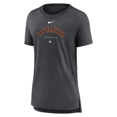 San Francisco Giants Nike Women's Authentic Collection Early Work Tri-Blend T-Shirt - Heather Charcoal - Nike Sale