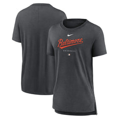 Baltimore Orioles Nike Women's Authentic Collection Early Work Tri-Blend T-Shirt - Heather Charcoal - Nike Sale