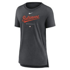 Baltimore Orioles Nike Women's Authentic Collection Early Work Tri-Blend T-Shirt - Heather Charcoal - Nike Sale