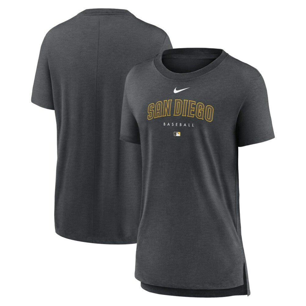San Diego Padres Nike Women's Authentic Collection Early Work Tri-Blend T-Shirt - Heather Charcoal - Nike on Sale