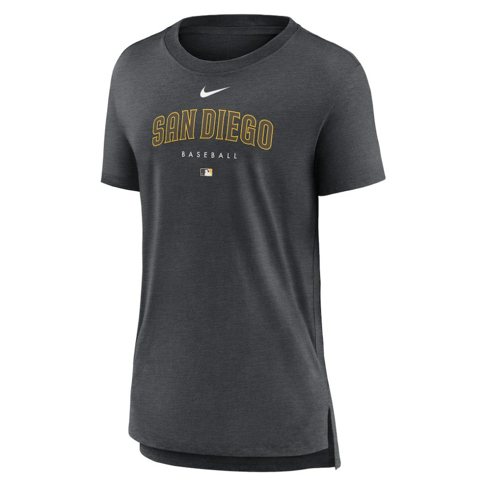 San Diego Padres Nike Women's Authentic Collection Early Work Tri-Blend T-Shirt - Heather Charcoal - Nike on Sale