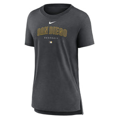 San Diego Padres Nike Women's Authentic Collection Early Work Tri-Blend T-Shirt - Heather Charcoal - Nike on Sale