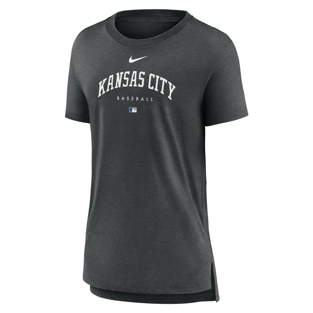 Kansas City Royals Nike Women's Authentic Collection Early Work Tri-Blend T-Shirt - Heather Charcoal - Nike Sale