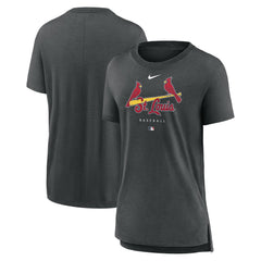 St. Louis Cardinals Nike Women's Authentic Collection Early Work Tri-Blend T-Shirt - Heather Charcoal - Nike Discount