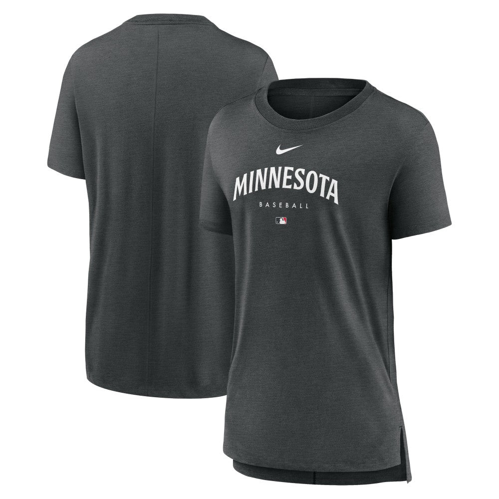 Minnesota Twins Nike Women's Authentic Collection Early Work Tri-Blend T-Shirt - Heather Charcoal - Nike Discount
