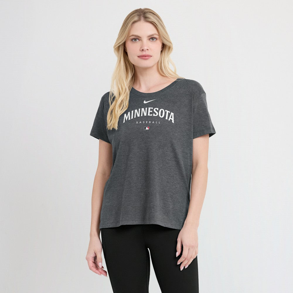 Minnesota Twins Nike Women's Authentic Collection Early Work Tri-Blend T-Shirt - Heather Charcoal - Nike Discount