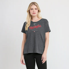 Washington Nationals Nike Women's Authentic Collection Early Work Tri-Blend T-Shirt - Heather Charcoal - Nike Lifestyle