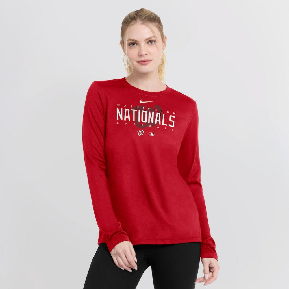 Washington Nationals Nike Women's Authentic Collection Legend Performance Long Sleeve T-Shirt - Red - Nike Discount