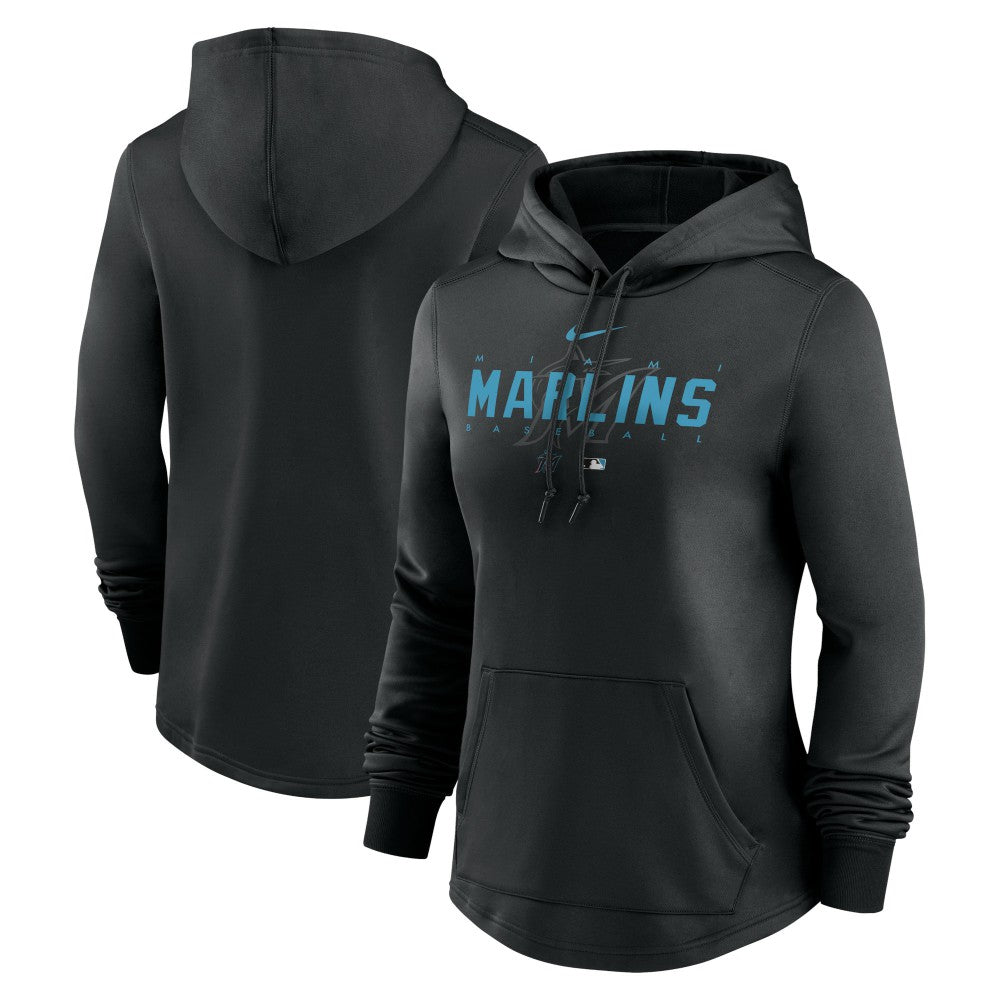 Miami Marlins Nike Women's Authentic Collection Pregame Performance Pullover Hoodie - Black - Nike Online