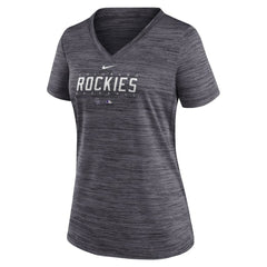 Colorado Rockies Nike Women's Authentic Collection Velocity Practice Performance V-Neck T-Shirt - Black - Nike Discount