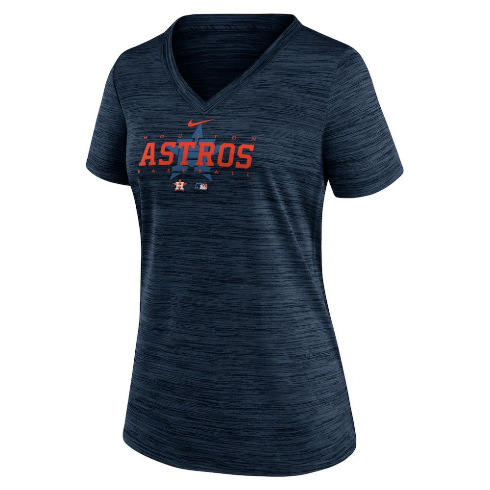 Houston Astros Nike Women's Authentic Collection Velocity Practice Performance V-Neck T-Shirt - Navy - Nike Lifestyle