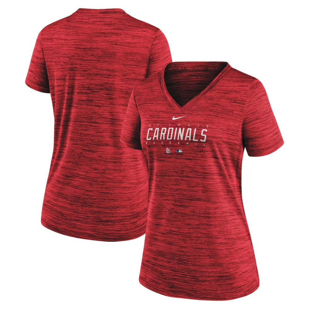 St. Louis Cardinals Nike Women's Authentic Collection Velocity Practice Performance V-Neck T-Shirt - Red - Nike Lifestyle