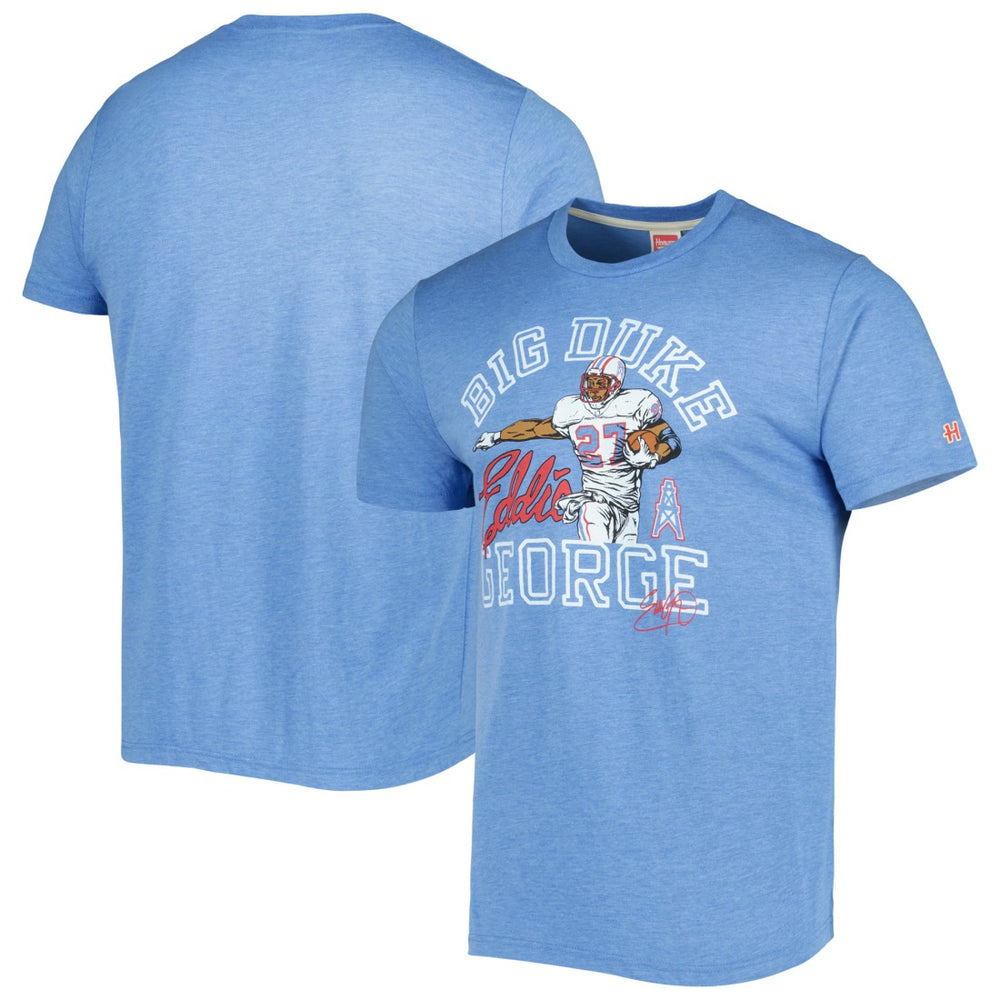 Eddie George Tennessee Titans Homage Caricature Retired Player Tri-Blend T-Shirt Heathered Light Blue