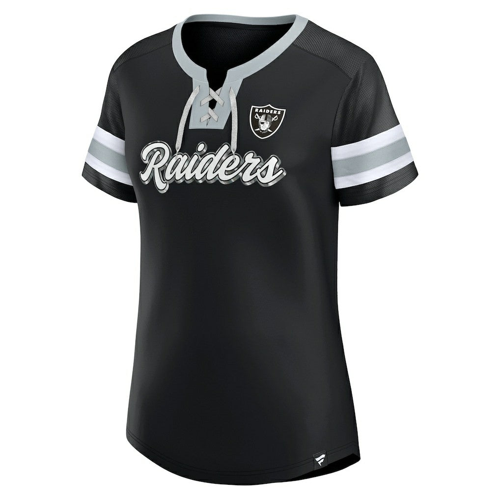 Fanatics Las Vegas Raiders Women's Plus Size Original State Lace-Up T-Shirt Black