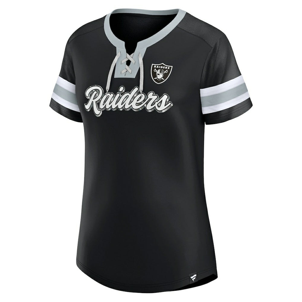 Fanatics Las Vegas Raiders Women's Plus Size Original State Lace-Up T-Shirt Black