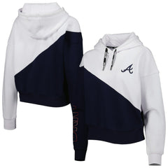 Atlanta Braves DKNY Sport Women's Bobbi Colorblock Pullover Hoodie - Navy/White - MLB Lifestyle