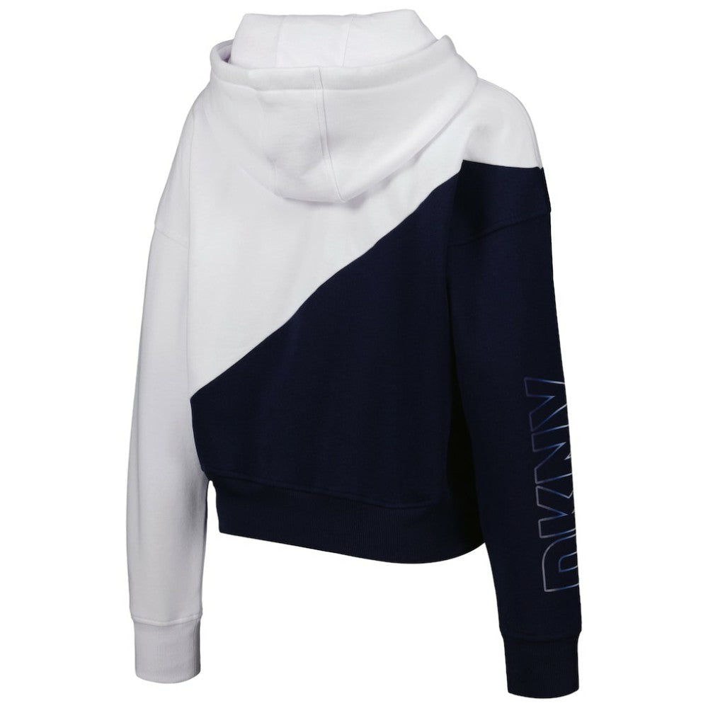 Atlanta Braves DKNY Sport Women's Bobbi Colorblock Pullover Hoodie - Navy/White - MLB Lifestyle