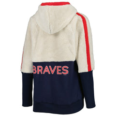 Atlanta Braves G-III 4Her by Carl Banks Women's Shuffle It Raglan Full-Zip Hoodie - Oatmeal/Navy - MLB Online