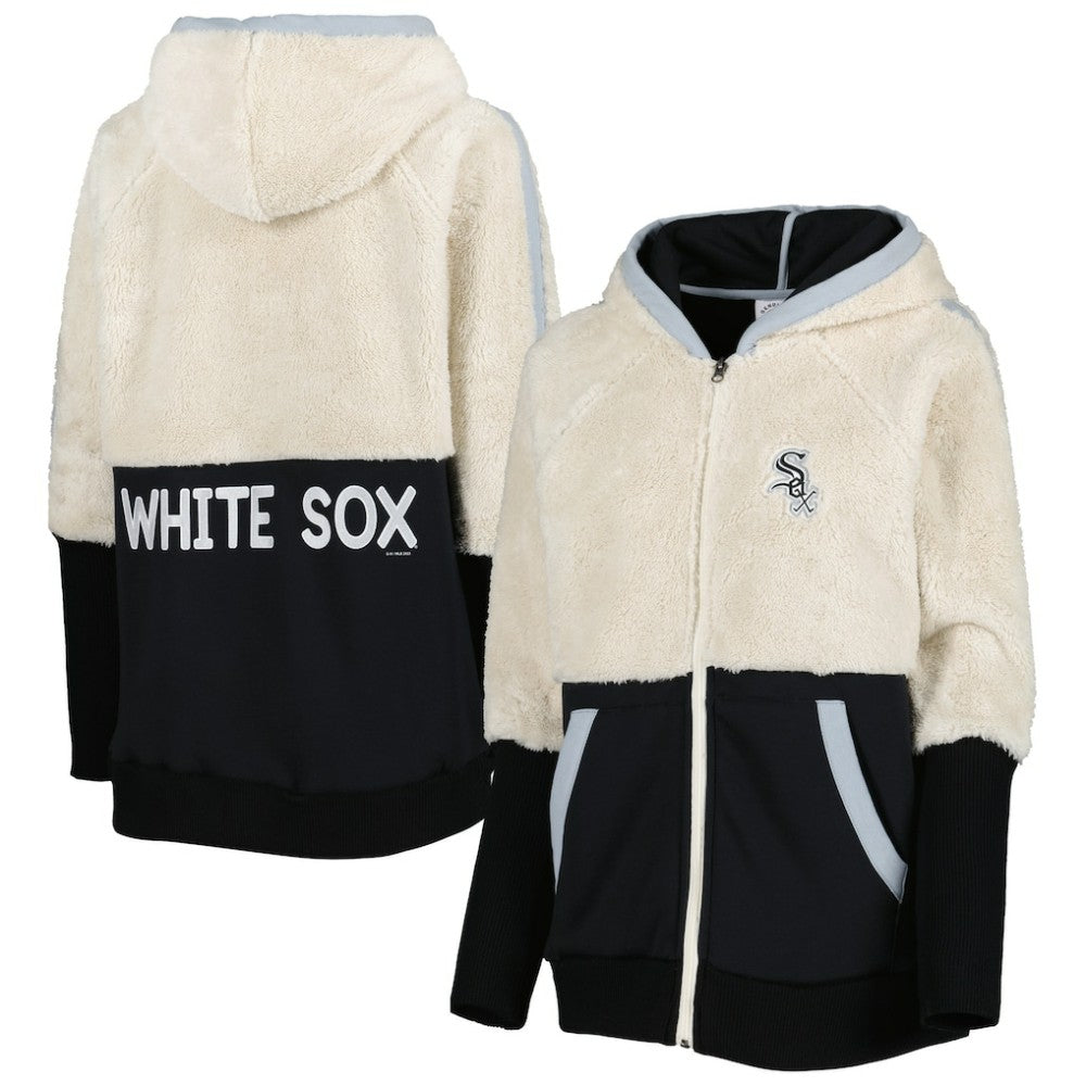 Chicago White Sox G-III 4Her by Carl Banks Women's Shuffle It Raglan Full-Zip Hoodie - Oatmeal/Black - MLB Discount