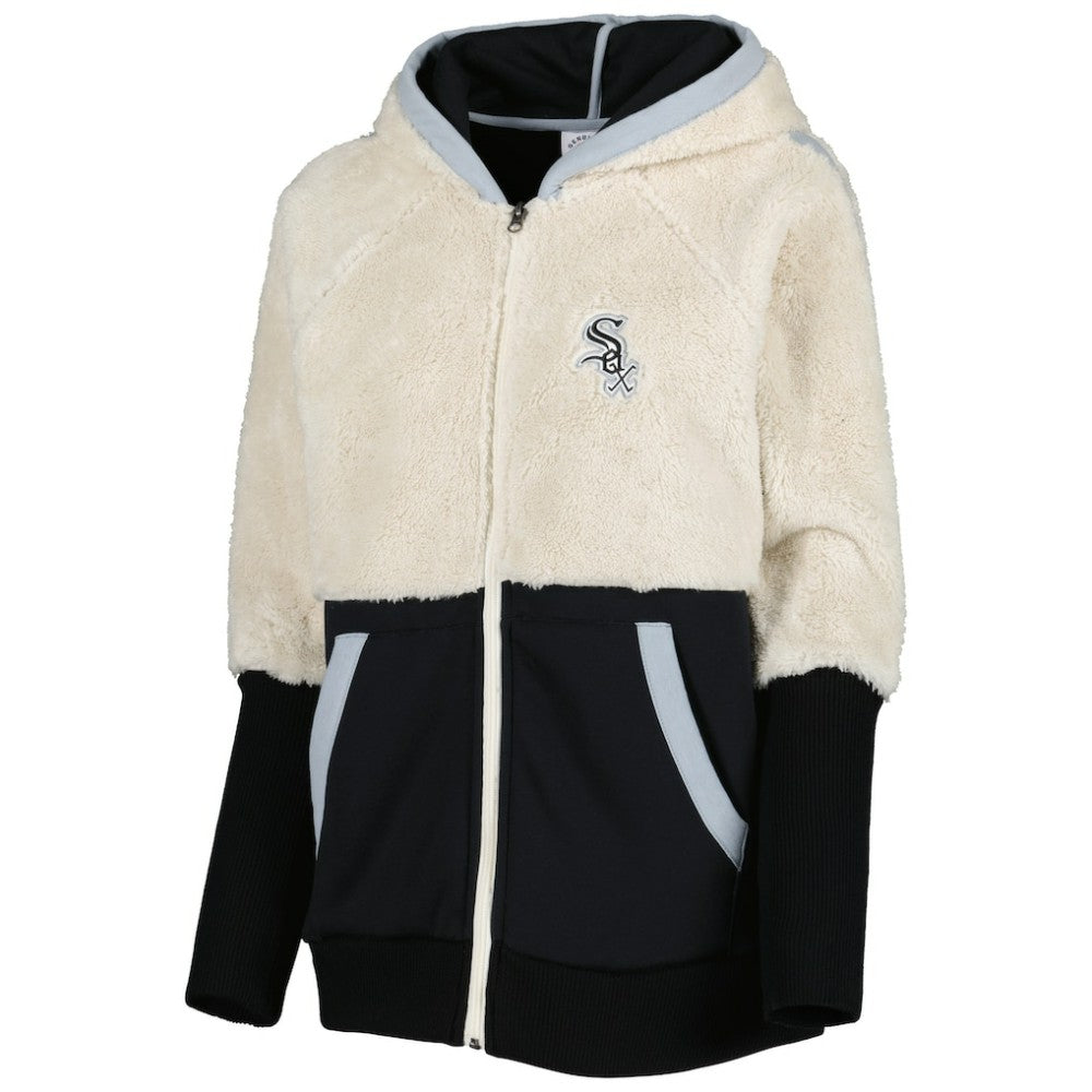 Chicago White Sox G-III 4Her by Carl Banks Women's Shuffle It Raglan Full-Zip Hoodie - Oatmeal/Black - MLB Discount