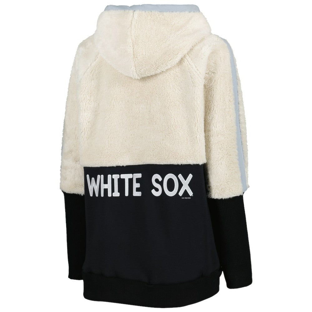 Chicago White Sox G-III 4Her by Carl Banks Women's Shuffle It Raglan Full-Zip Hoodie - Oatmeal/Black - MLB Discount