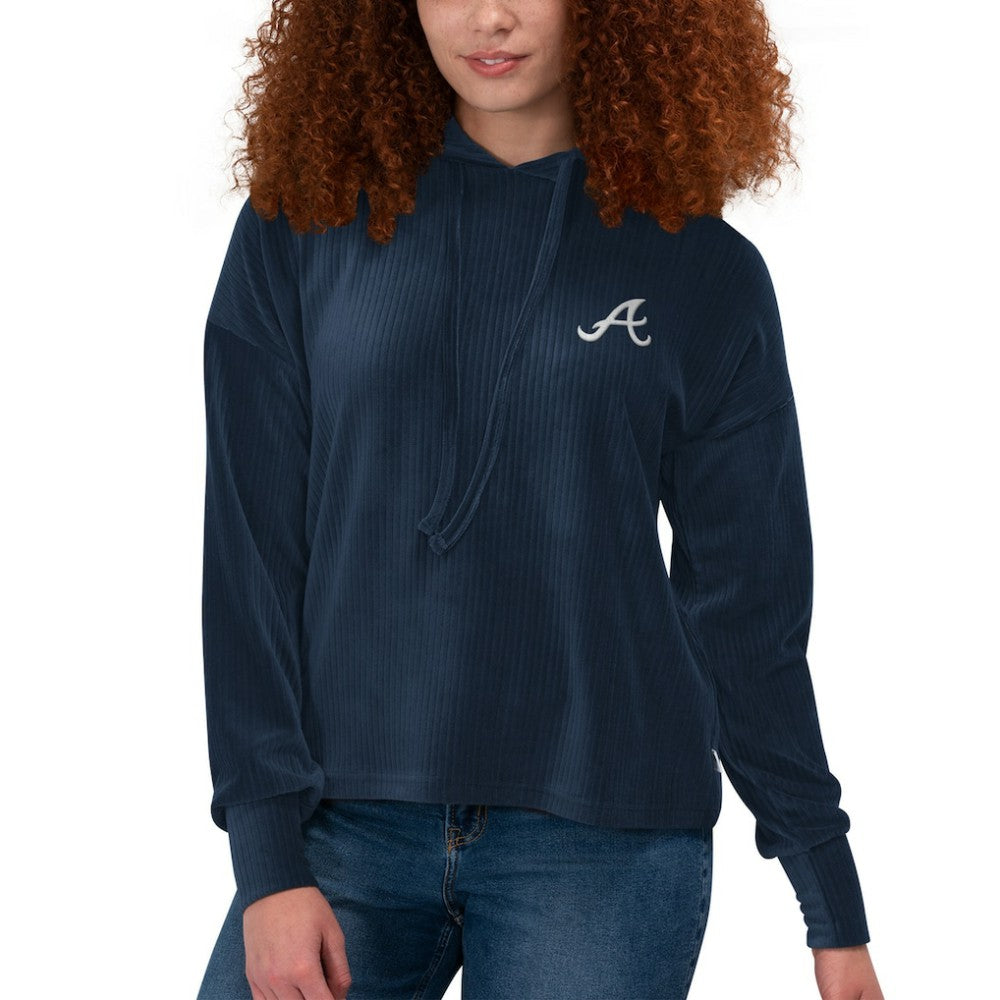 Atlanta Braves Touch Women's End Line Pullover Hoodie - Navy - MLB Discount