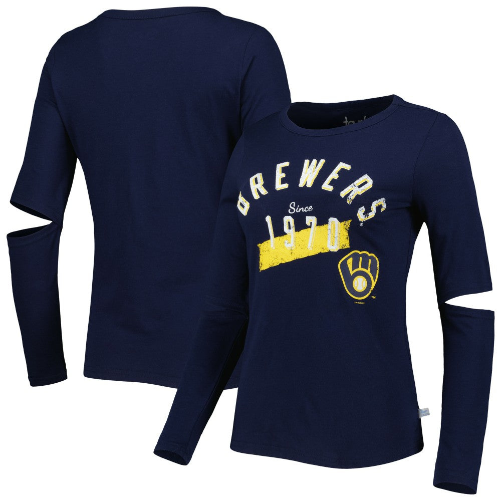 Milwaukee Brewers Touch Women's Formation Long Sleeve T-Shirt - Navy - MLB on Sale